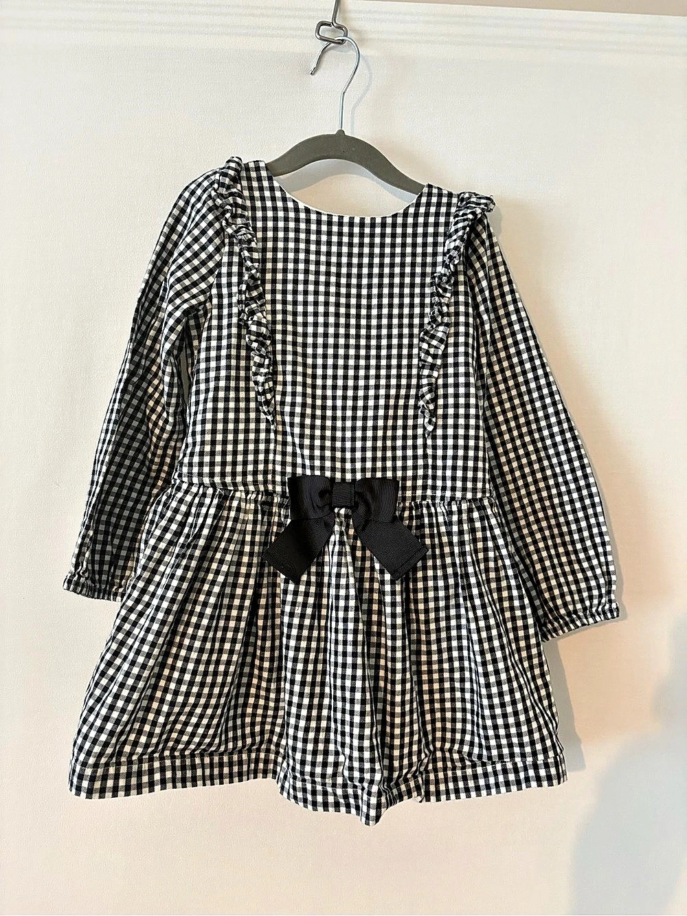 Hope & Henry Kids Gingham Dress in Black & White Like New